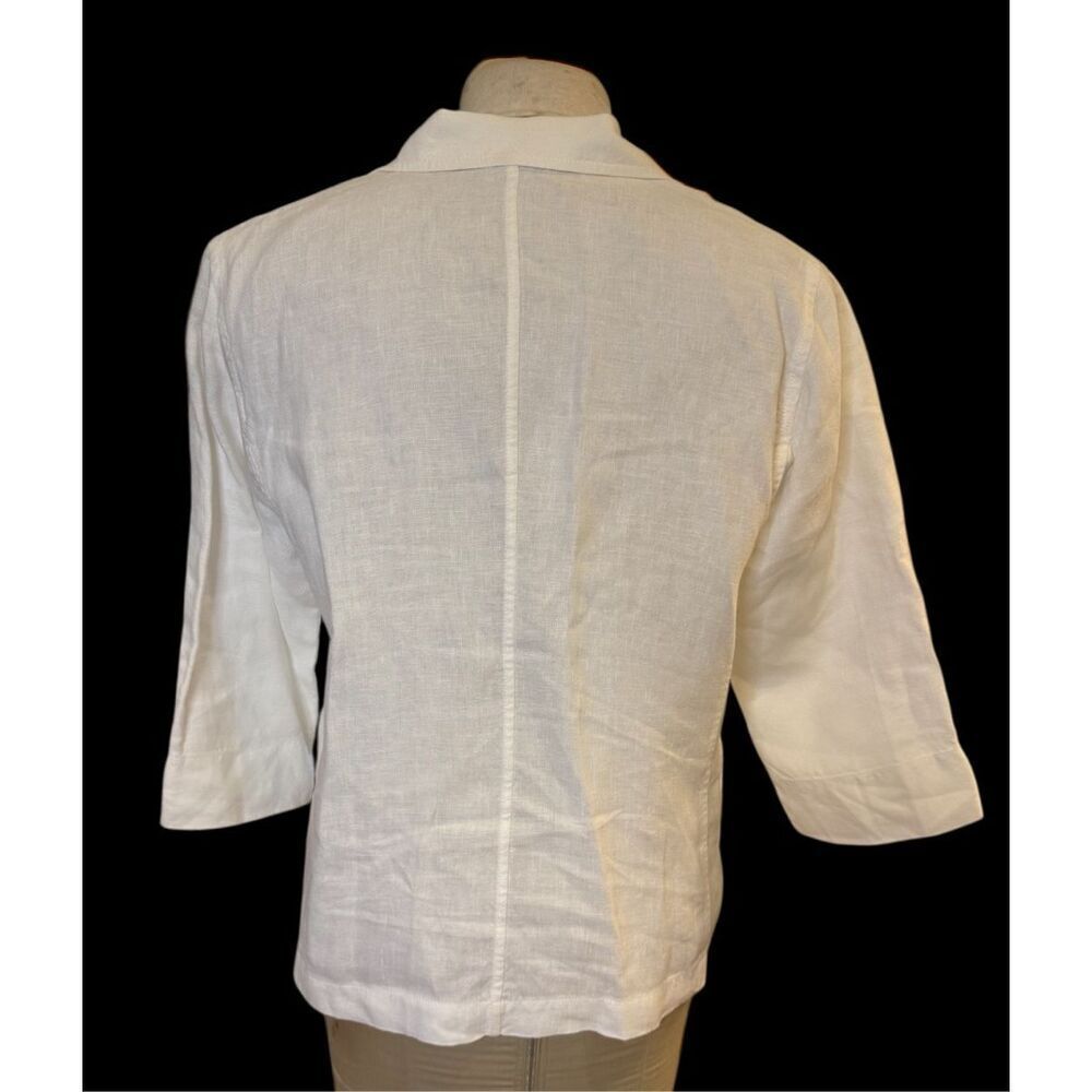 Eileen Fisher Linen 4-Button Jacket/Top 3/4 Sleeves White Sz. L Lightweight - Picture 9 of 12
